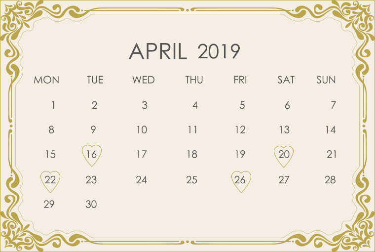 best day for marriage in april 2019